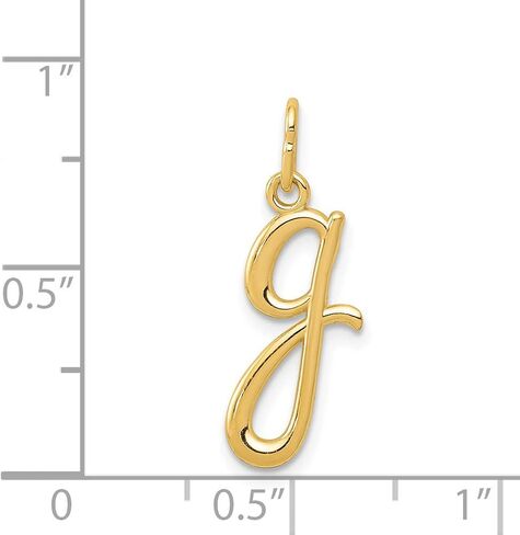 14k Yellow Gold Lowercase Cursive Style Letter G Initial Charm 15x7mm in Saudi Arabia