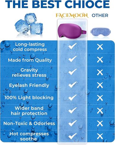 قناع نوم ثلاثي الأبعاد للنساء والرجال - أفضل إسفنج ميموري قطني، قابل للتعديل، معتم معتم من FACEMOON، مناسب للسفر والطائرة، مريح ليلاً، حجب الضوء (أسود) in Kuwait
