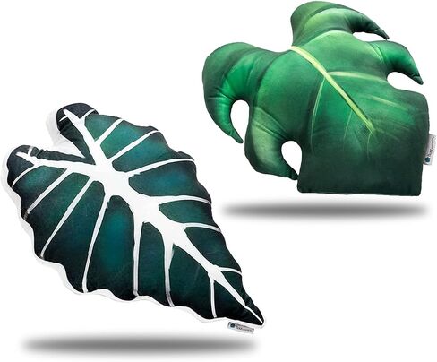 3D Leaf Pillow Set, 4 Pack Jungle Green Decorative Accent Pillow - Monstera, Succulent, Plant Throw Pillows, Plush Botanical Aesthetic, Home, Bed, and Room Decor for Plant Lovers in Saudi Arabia