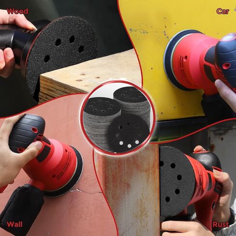 100 قطعة من أقراص الصنفرة مقاس 5 بوصة و8 فتحات و60 حبيبة، وخطاف دائري ذهبي وحلقة صنفرة للصنفرة المدارية العشوائية in Kuwait