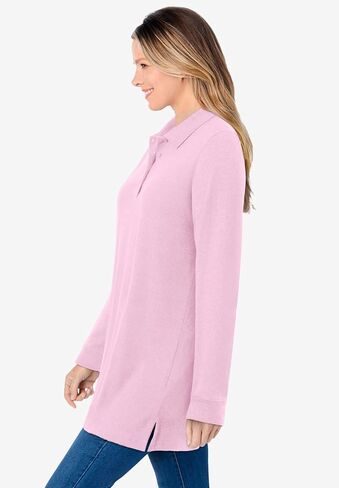 Woman Within Plus Size Long-Sleeve Polo Shirt in Kuwait