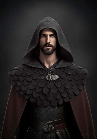 PROCOS Medieval Cowl Scaly Hat Renaissance Cape Hooded Gothic Pagan Scale Neck Armor Halloween Costume Accessory in Saudi Arabia