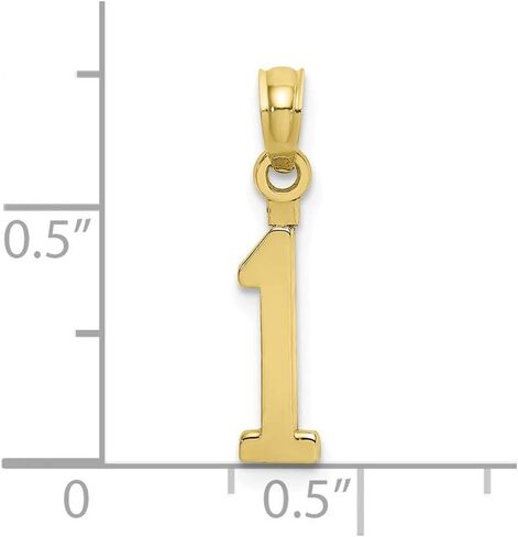 Solid 10k Yellow Gold Number 1 Block Charm Pendant in Saudi Arabia