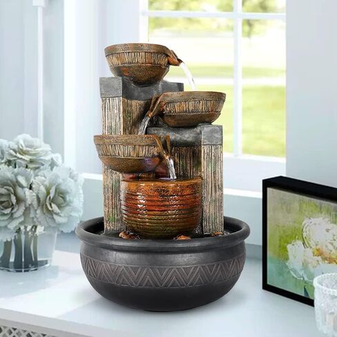 15.7''H Relaxation Desktop Waterfall Fountain Decor Portable Tabletop Waterfall Fountains,Indoor Waterfall Feature with LED Light for Home Office Bedroom in Saudi Arabia