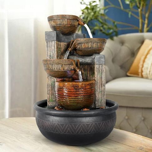 15.7''H Relaxation Desktop Waterfall Fountain Decor Portable Tabletop Waterfall Fountains,Indoor Waterfall Feature with LED Light for Home Office Bedroom in Saudi Arabia