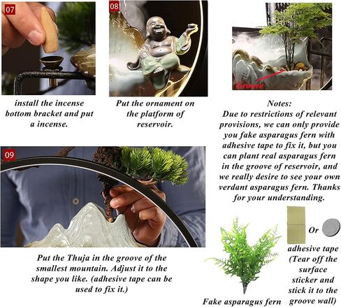 Tabletop Buddha Water Fountains Indoor Water Fall with LED Light Zen Decor for Meditation with Mist Japanese Decor with Fake Plants Feng Shui Decor for Good Luck Wealth in Saudi Arabia