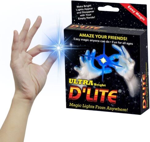 D'lites Junior Red Lightup Magic - Thumbs Set / 2 Original Amazing Ultra Bright Light - Closeup & Stage Magic Tricks - Easy Illusion Anyone Can Do It - See Box for Free Training / Routine Videos in Saudi Arabia