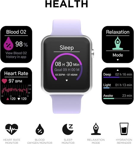 ساعة ذكية iTouch Air 4 - متتبع اللياقة البدنية، مراقب معدل ضربات القلب، وجه ساعة قابل للتخصيص - متتبع النشاط والسعرات الحرارية - أكثر من 100 وضع رياضي - اتصال بلوتوث in Kuwait