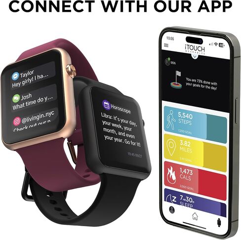 ساعة ذكية iTouch Air 4 - متتبع اللياقة البدنية، مراقب معدل ضربات القلب، وجه ساعة قابل للتخصيص - متتبع النشاط والسعرات الحرارية - أكثر من 100 وضع رياضي - اتصال بلوتوث in Kuwait