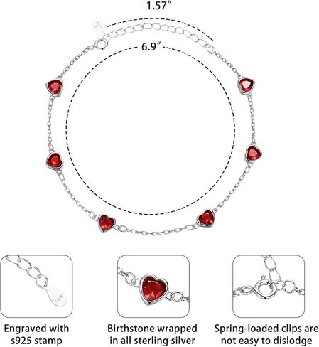 Birthstone Bracelets for women June Birthstone Bracelet 925 Sterling Silver Heart Bracelet Purple Link Bracelets June Birthstone Jewelry Gift for Mothers Daughter and Girlfriend in Kuwait