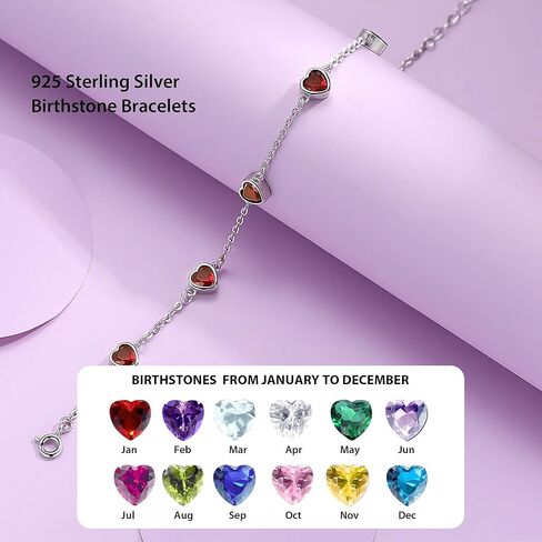 Birthstone Bracelets for women June Birthstone Bracelet 925 Sterling Silver Heart Bracelet Purple Link Bracelets June Birthstone Jewelry Gift for Mothers Daughter and Girlfriend in Kuwait