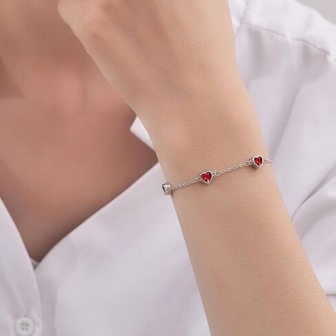 Birthstone Bracelets for women June Birthstone Bracelet 925 Sterling Silver Heart Bracelet Purple Link Bracelets June Birthstone Jewelry Gift for Mothers Daughter and Girlfriend in Kuwait