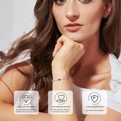 Birthstone Bracelets for women June Birthstone Bracelet 925 Sterling Silver Heart Bracelet Purple Link Bracelets June Birthstone Jewelry Gift for Mothers Daughter and Girlfriend in Kuwait