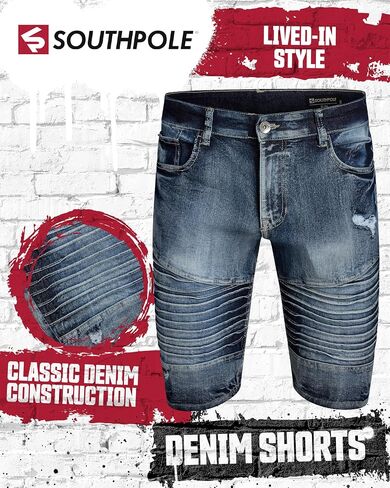 Southpole Mens Jean Shorts - Casual Stretch Jorts with Regular Fit, Distressed Ripped Denim Shorts for Men (Sizes: 29-38) in Saudi Arabia