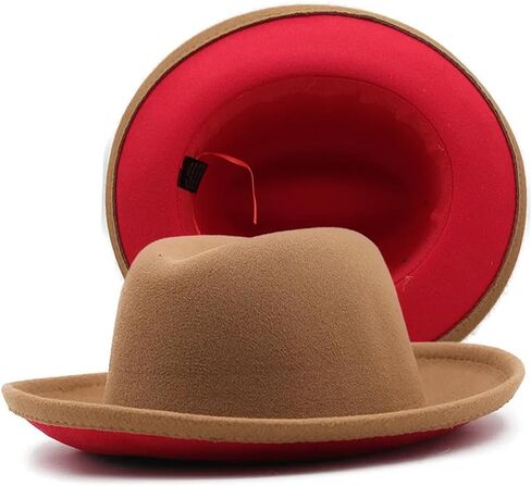 Women Men Patchwork Felt Fedora Hats Roll Brim Formal Hat Vintage Party Wedding Dress Cap in Saudi Arabia