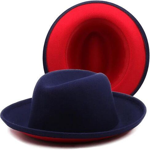 Women Men Patchwork Felt Fedora Hats Roll Brim Formal Hat Vintage Party Wedding Dress Cap in Saudi Arabia