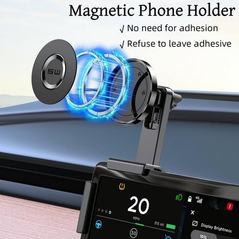 Phone Mount for Tesla Model 3 Accessories, 2024 Strongest Magnet Power Magnetic Car Phone Holder Mount for Tesla Model Y Accessories,Fits Mount for All iPhone & Android Phones with Magnetic Ring in Saudi Arabia