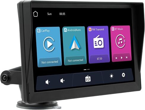 شاشة HD Carplay مقاس 7 بوصات للسيارة، شاشة Carplay لاسلكية/Android تعمل باللمس التلقائي، راديو سيارة Carplay محمول مع بلوتوث/وصلة مرآة/FM/AUX، ملاحة GPS، كاميرا احتياطية 1080 بكسل، التحكم الصوتي لجميع السيارات in Saudi Arabia