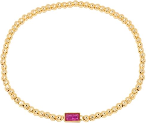 سوار Kylie Birthstone - النحاس النحاس المطلي بالذهب Hypoallergenic 14K - سوار المولد النسائي - سوار مخصص للخرز - مجوهرات شخصية - مجوهرات المرأة in Kuwait