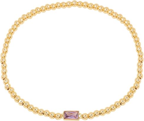 سوار Kylie Birthstone - النحاس النحاس المطلي بالذهب Hypoallergenic 14K - سوار المولد النسائي - سوار مخصص للخرز - مجوهرات شخصية - مجوهرات المرأة in Kuwait