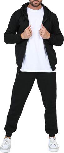 مسارات الرجال غير رسمية من قطعتين من قطعتين للرجال الكامل zip up hoodies و sweatpant مجموعة الركض مجموعات in Kuwait