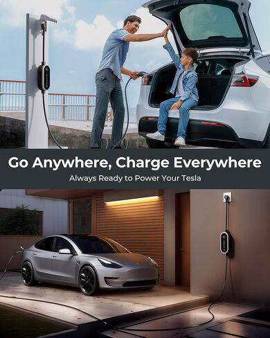 Level 1&2 EV Charger, Portable Electric Car Charger for J1772 EVs & Plug-in Hybrid Vehicles, 110V-240V 16Amp Adjustable Home/Outdoor Charging Stations, 21ft Cable, NEMA 6-20 & NEMA 5-15 Plug in Saudi Arabia