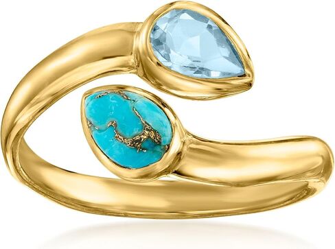 Ross-Simons الفيروز و 0.40 قيراط السماء الأزرق Topaz Ring في الذهب 18kt على الجنيه الاسترليني in Saudi Arabia