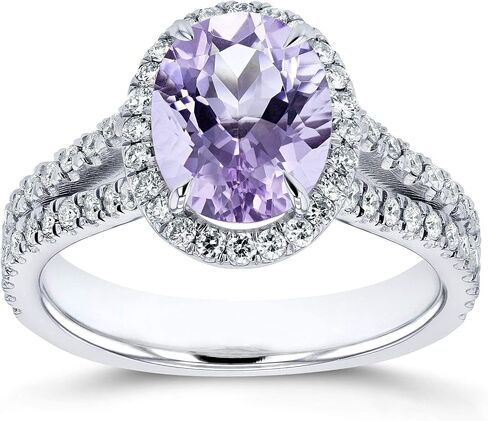 Kobelli Oval Cut Lavender Amethyst و Diamond Halo split splich Ring 2 CTW 14K الذهب الأبيض in Saudi Arabia