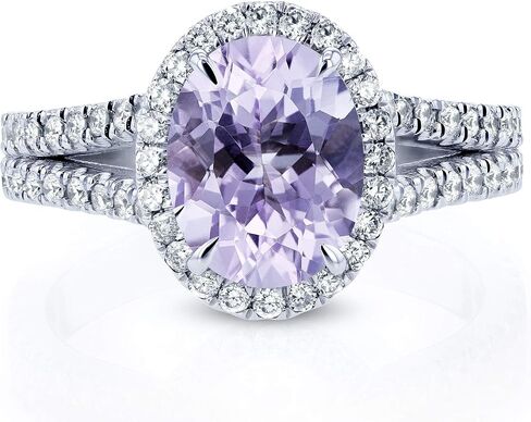 Kobelli Oval Cut Lavender Amethyst و Diamond Halo split splich Ring 2 CTW 14K الذهب الأبيض in Saudi Arabia