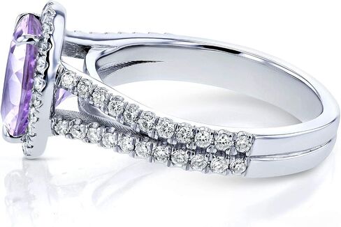 Kobelli Oval Cut Lavender Amethyst و Diamond Halo split splich Ring 2 CTW 14K الذهب الأبيض in Saudi Arabia