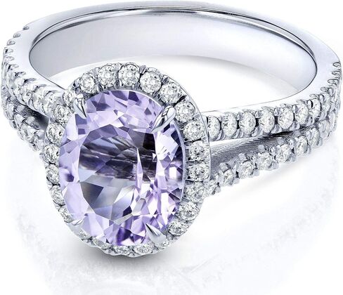 Kobelli Oval Cut Lavender Amethyst و Diamond Halo split splich Ring 2 CTW 14K الذهب الأبيض in Saudi Arabia