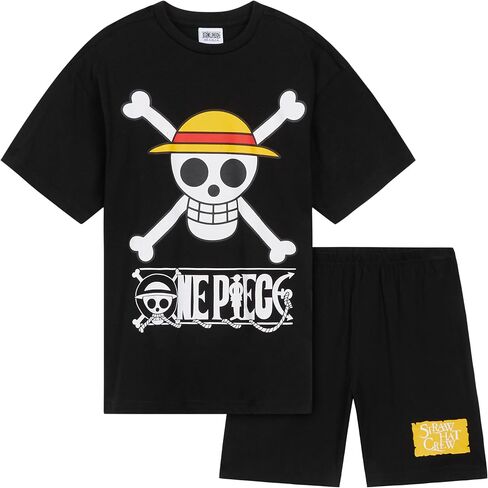 One Piece Pajama Set 2-Piece T shirt and Shorts Set Boys Summer PJ Set Loungewear Kids Clothing Matching Anime Gifts in Saudi Arabia