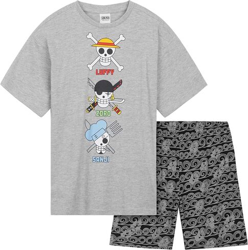 One Piece Pajama Set 2-Piece T shirt and Shorts Set Boys Summer PJ Set Loungewear Kids Clothing Matching Anime Gifts in Saudi Arabia