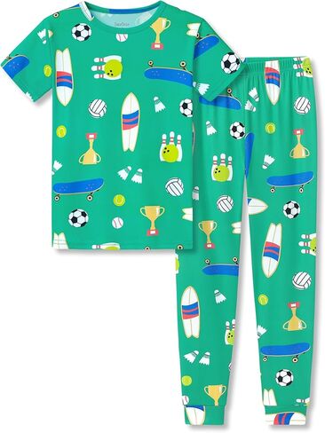 Beezizac Toddler & Little Boys Pajamas Blue Sharks 2 قطعة ناعمة Snug-Fit Shorts القصيرة والسروال PJ مجموعة Kid Size 4T-14 in Kuwait
