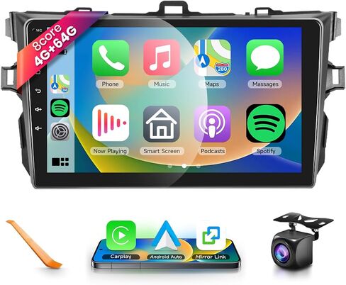 ستيريو سيارة 2G+64G Android 13 لسيارة Toyota Corolla 2009-2013 مع Carplay لاسلكي Android Auto، شاشة لمس 9 بوصة بلوتوث راديو السيارة يدعم GPS WiFi HiFi Audio FM SWC USB + كاميرا احتياطية in Kuwait