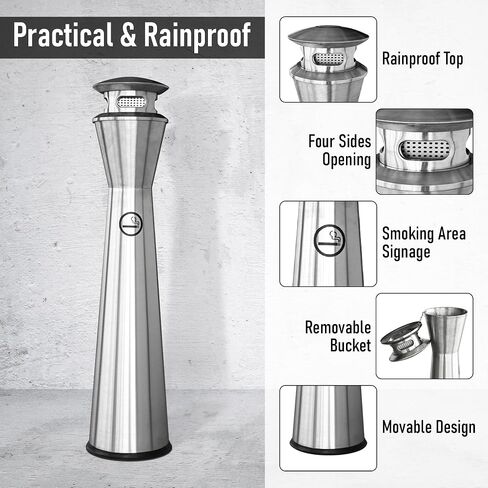 Outdoor Trash Can with Removable Inner Barrel, Stainless Steel Trash Can, Garbage Can for Outside Pool, Backyard, Office, Hotel in Saudi Arabia
