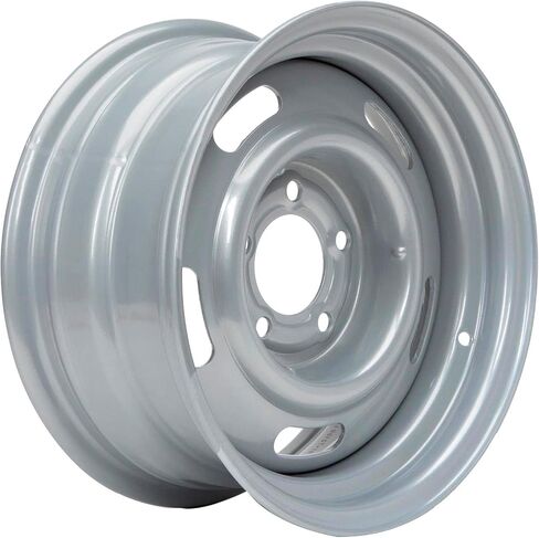Speedway Motors GM Style 15 x 8 Inch Silver Steel Rally Wheel, 5 on 4.75 Direct-Fit Bolt Pattern, Single, Rear-Wheel Drive Vehicle Only, 4.25" Wheel Backspacing in Saudi Arabia