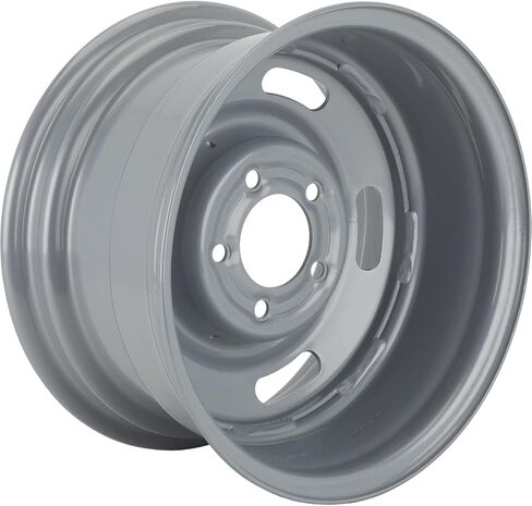 Speedway Motors GM Style 15 x 8 Inch Silver Steel Rally Wheel, 5 on 4.75 Direct-Fit Bolt Pattern, Single, Rear-Wheel Drive Vehicle Only, 4.25" Wheel Backspacing in Saudi Arabia