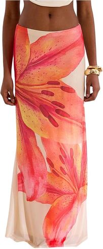 MakeMeChic Women's Summer Beach Maxi Skirt Y2k Floral Boho Flowy Long Skirt in Saudi Arabia