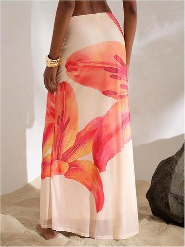 MakeMeChic Women's Summer Beach Maxi Skirt Y2k Floral Boho Flowy Long Skirt in Saudi Arabia