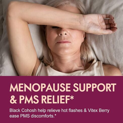 Black Cohosh Root for Women Menopause Support Drops for Hot Flashes & Night Sweats, 9-in- 1 Herbal Extract Supplement Tincture, Blend with Red Clover Shatavari Support PMS Relief. 2oz in Saudi Arabia