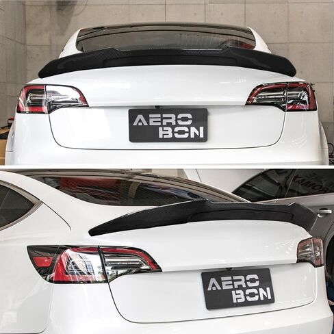 AeroBon Real Carbon Fiber Trunk Spoiler Wing Compatible with 2017-2023 Tesla Model 3 Spoiler (Big) in Kuwait