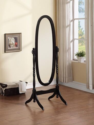 Liveasy Furniture Full Length Mirror with Stand, Vintage Wood Cheval Mirror, Adjustable Freestanding Floor Mirror (Grey) in Kuwait