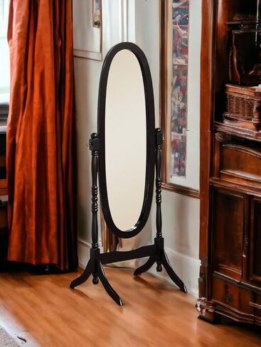 Liveasy Furniture Full Length Mirror with Stand, Vintage Wood Cheval Mirror, Adjustable Freestanding Floor Mirror (Grey) in Kuwait