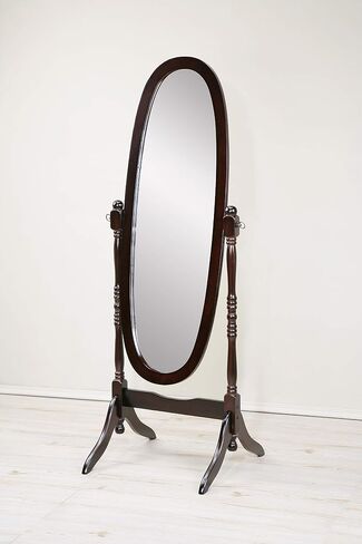 GTU Furniture Swivel Adjustable Full-Length Oval Wood Cheval Floor Mirror, in White/Black/Cherry/Oak/Silver/Gold/Espresso/Grey Finish (Grey) in Saudi Arabia