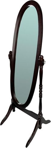 GTU Furniture Swivel Adjustable Full-Length Oval Wood Cheval Floor Mirror, in White/Black/Cherry/Oak/Silver/Gold/Espresso/Grey Finish (Grey) in Saudi Arabia