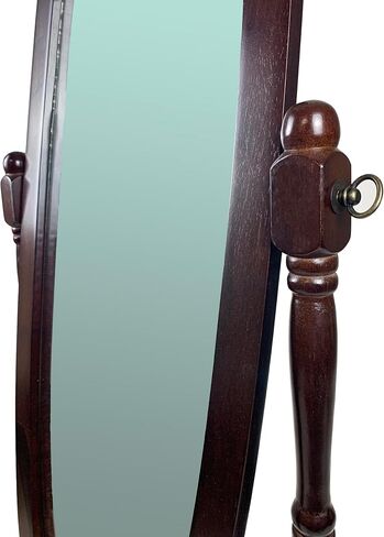 GTU Furniture Swivel Adjustable Full-Length Oval Wood Cheval Floor Mirror, in White/Black/Cherry/Oak/Silver/Gold/Espresso/Grey Finish (Grey) in Saudi Arabia