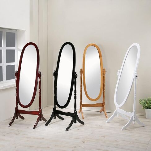 GTU Furniture Swivel Adjustable Full-Length Oval Wood Cheval Floor Mirror, in White/Black/Cherry/Oak/Silver/Gold/Espresso/Grey Finish (Grey) in Saudi Arabia