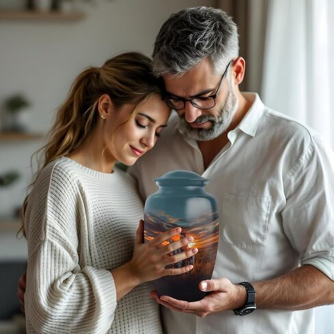 جرة الدفن الأمريكية الأصلية - 10 "الجرار الزخرفية للرماد البشري - حاويات الصقور لتذوق الرماد البشري - تحية تذكارية لأمي وأبي - رماد الإنسان (تشمل حقيبة المخملية) in Kuwait