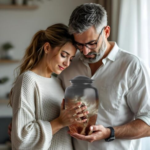 جرة الدفن الأمريكية الأصلية - 10 "الجرار الزخرفية للرماد البشري - حاويات الصقور لتذوق الرماد البشري - تحية تذكارية لأمي وأبي - رماد الإنسان (تشمل حقيبة المخملية) in Saudi Arabia